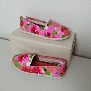 Classic Casual Flat Canvas Shoes Women's 5.5W Pink Floral Artsy